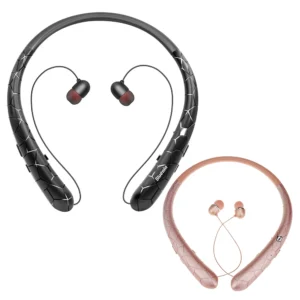 Neckband Retractable Earbuds Bluetooth Earphones with Mic