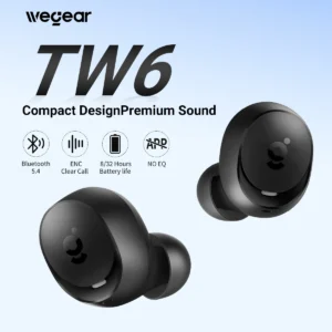 Black TW6 Wireless Earbuds